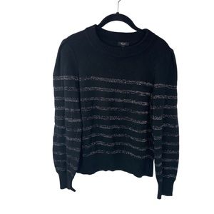 Rails Womens Pullover Sweater Black Metallic Strips Long Sleeves Knit Size S
